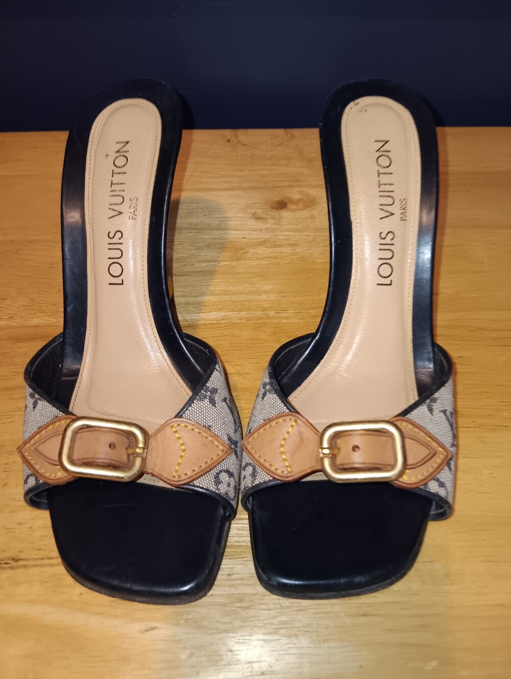 Louis Vuitton Vintage Denim Vachetta Buckle Sandals Size 36